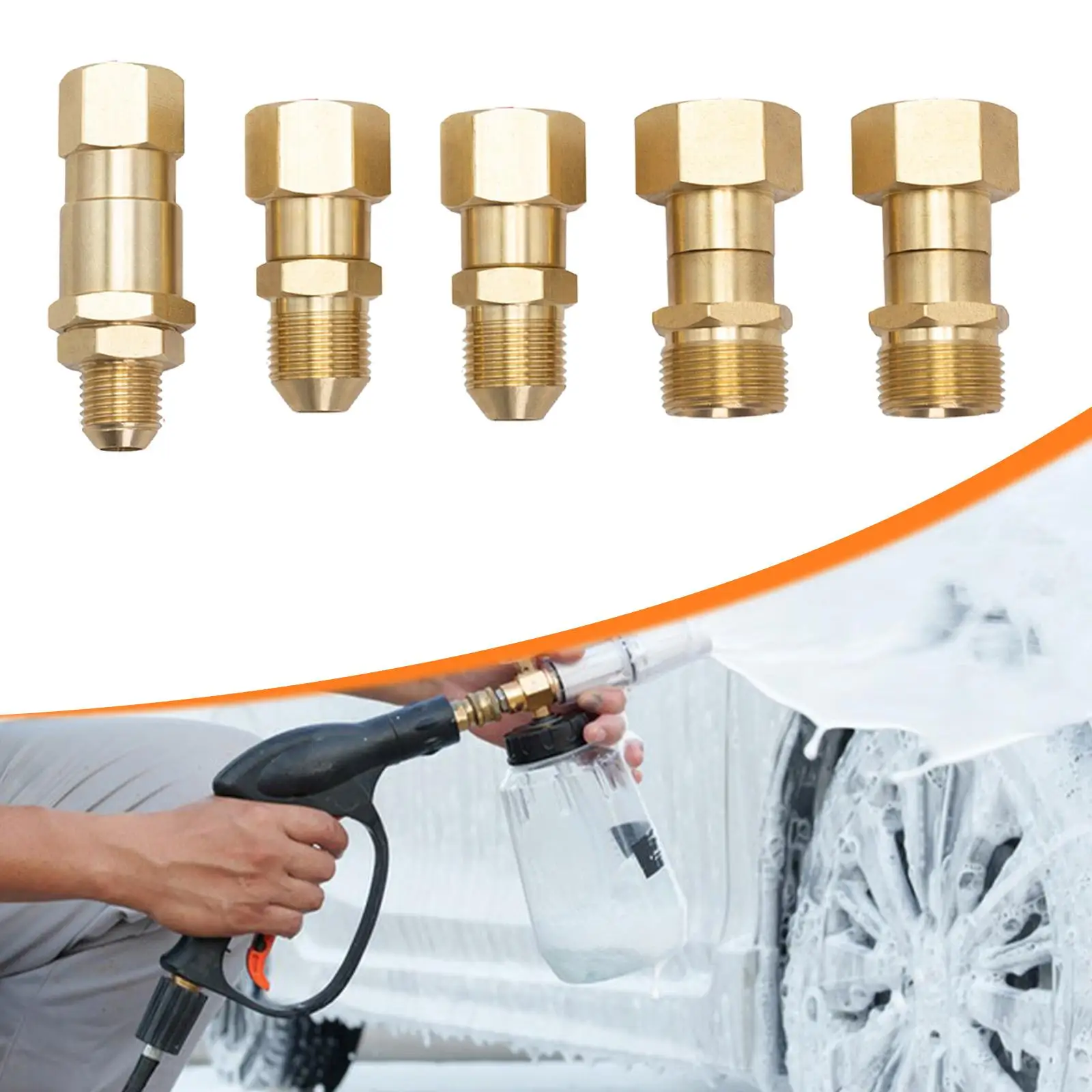 Accesorio giratorio para lavadora a presión, sin nervaduras de acero inoxidable, kit de conexión rápida, adaptador de tubo para lavadora - imagen 5