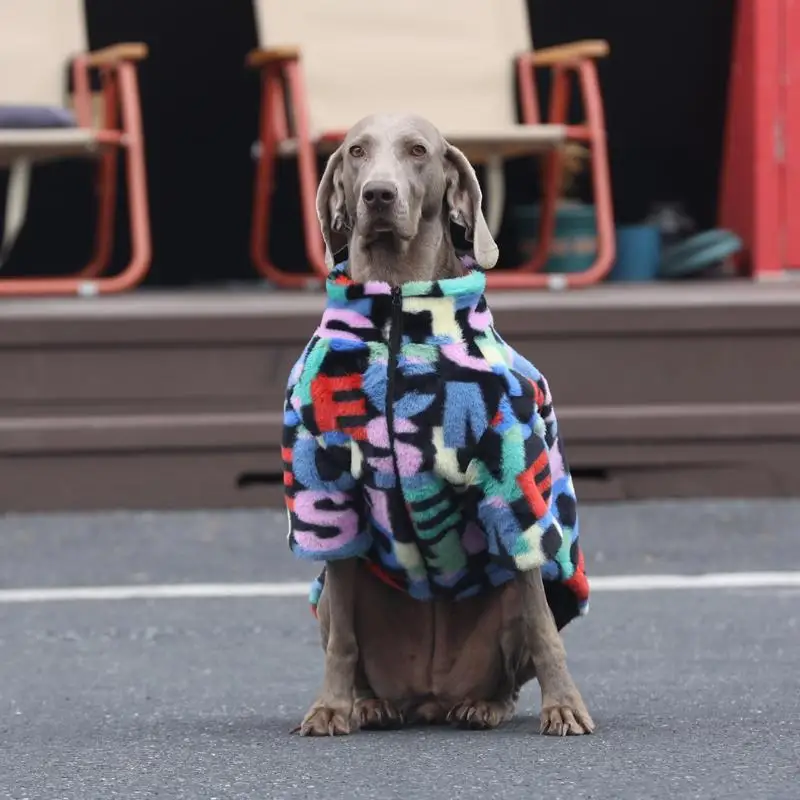 Chaqueta grande para perros a la moda, ropa cálida de piel de conejo para perros, abrigo cómodo para primavera e invierno con cremallera para perros medianos y grandes, proveedor de mascotas - imagen 4