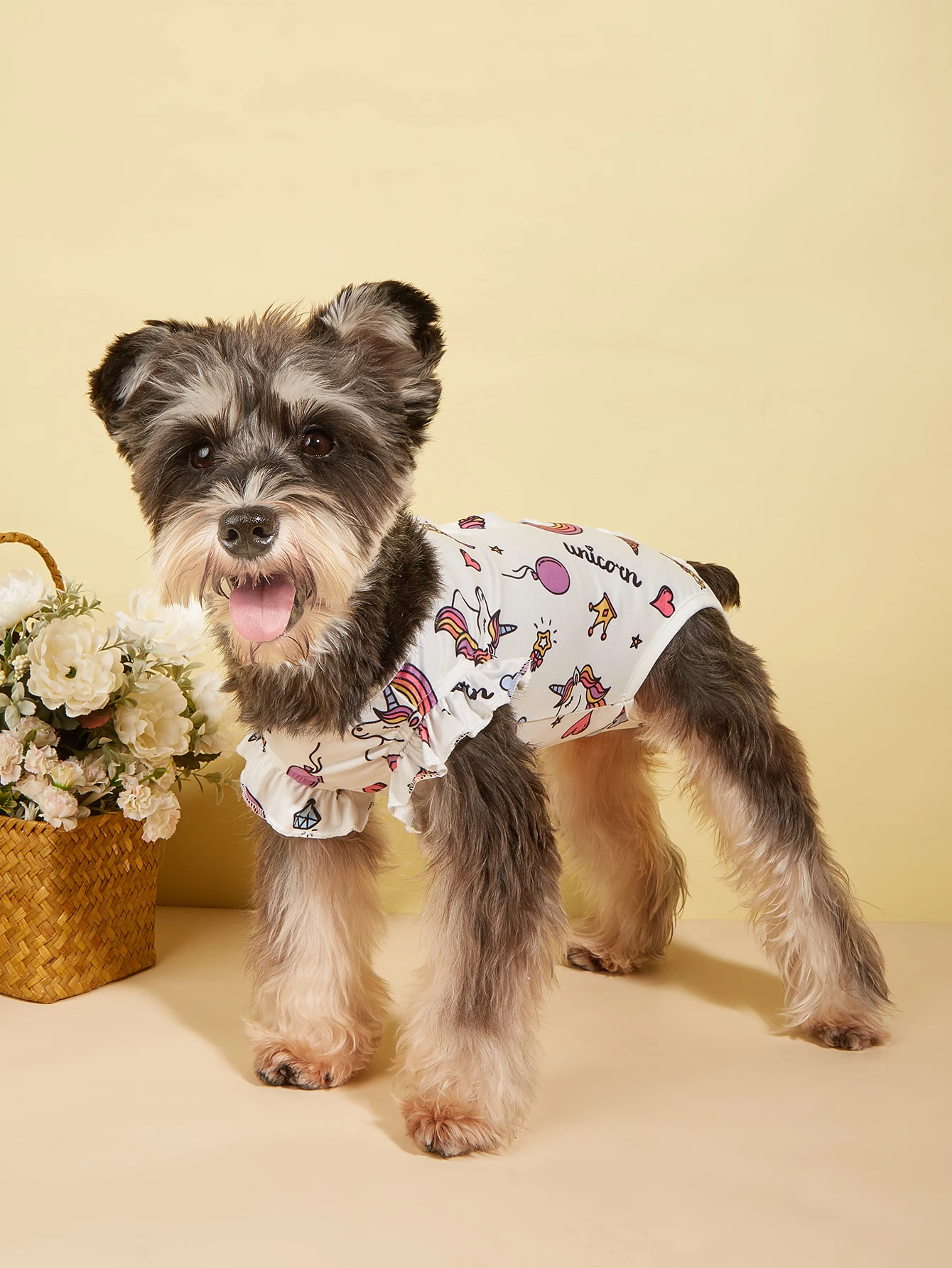 Pjs-ropa con dobladillo y volantes para perros pequeños, ropa con patrón bonito para cachorros y gatos, primavera y verano