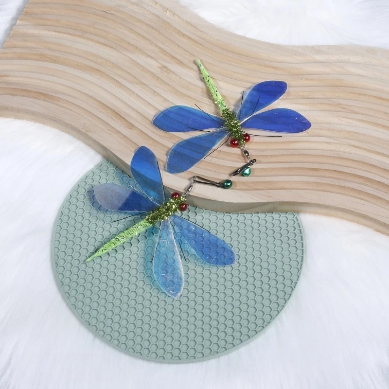 Palo de simulación de libélula para gatos, cabezal de repuesto, juguete interactivo para mascotas, 2 uds. - imagen 4