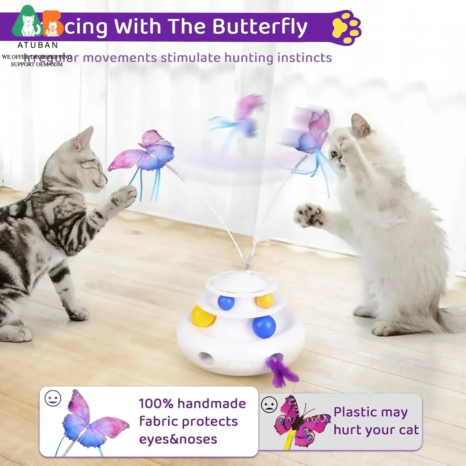 Juguete interactivo 3 en 1 para gatos de interior, Recargable - imagen 4
