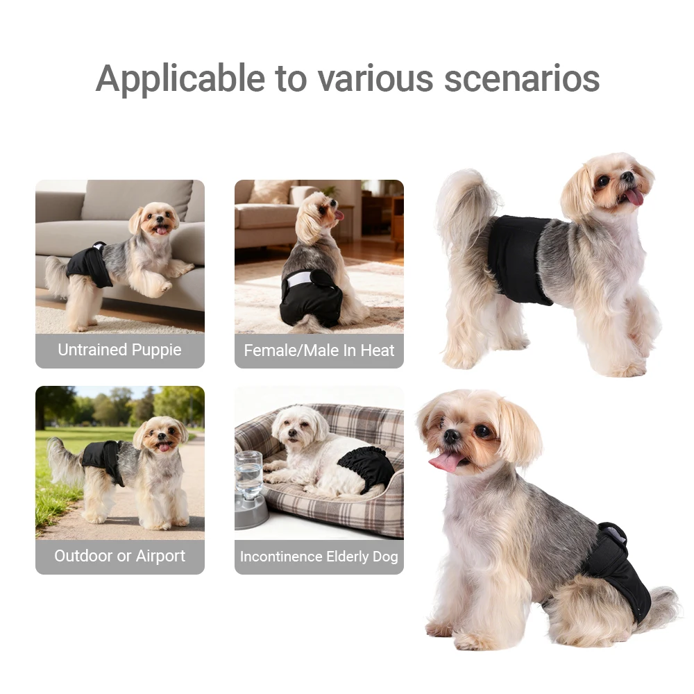 Pañales lavables para mascotas para perros y mujeres, bragas sanitarias reutilizables y transpirables para cachorros, ropa interior, pantalón corto para menstruación de Chihuahua - imagen 5