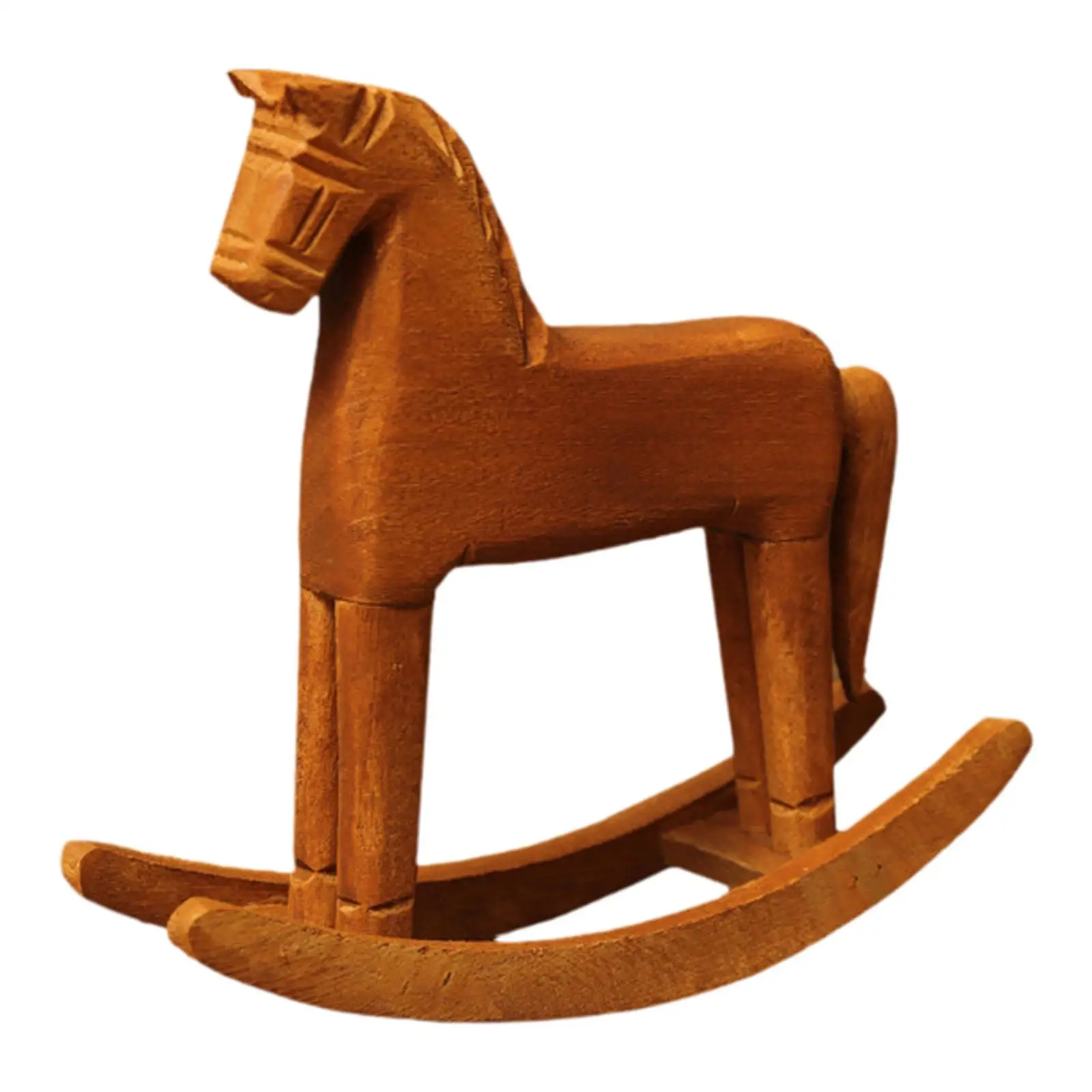Wooden Rocking Horse Decor, Rocking Horse Figurine, Ornament Desktop Decor for Home