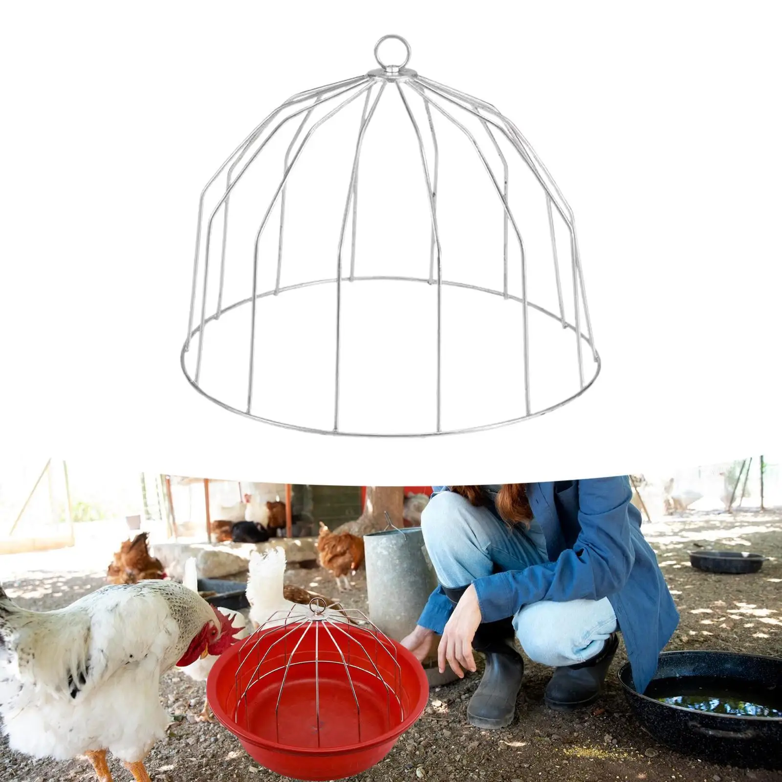 Chicken Feeder Frame Easy to Clean Chicks Feeding Tray Guard for Home Farm