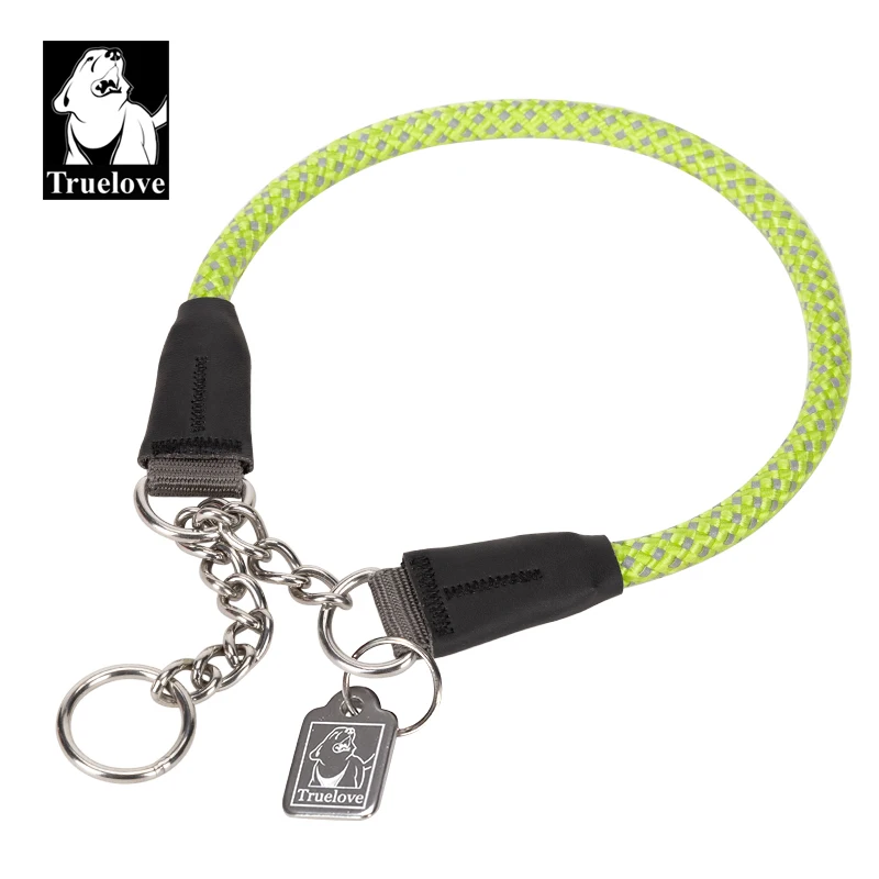 Truelove Collar de adiestramiento para perros grande, cadena de acero inoxidable de nailon reflectante, ajustable, resistente, sin tirones, TLC5375 - imagen 2