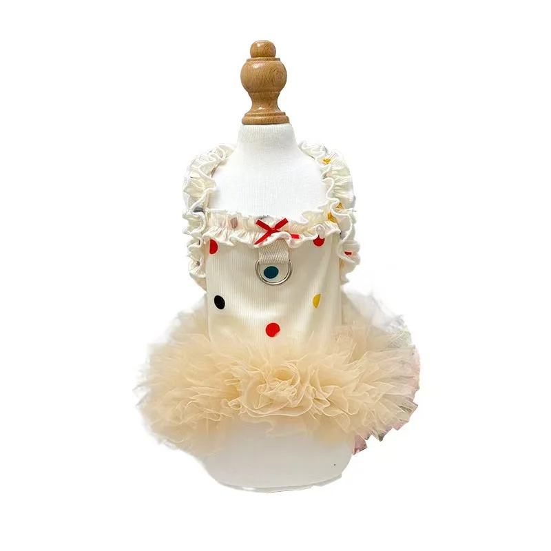 Vestido de malla de primavera para mascotas, vestido de princesa para perros, chaleco elástico de peluche Yorkshire, vestidos para perros pequeños y cachorros - imagen 4