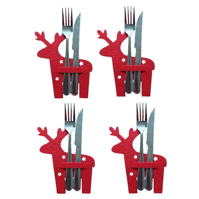 Bolsa de cubiertos navideña, soporte de utensilios, bolsas de tenedor cortador, fundas de cubiertos de Reno - imagen 5