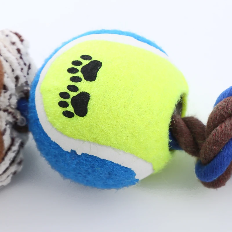 Pelota de tenis de pana para perro, juguete de cuerda de algodón, resistente a las mordeduras, con sonido, juego interactivo - imagen 5