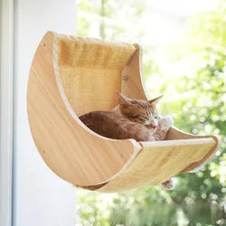 Hamaca colgante para ventana con ventosas – Estructura de madera para gatos