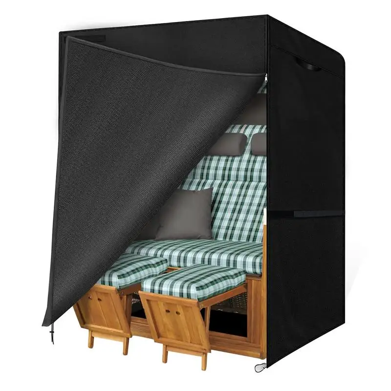 Funda para muebles de exterior 600D, cubierta para silla de playa con cremallera, a prueba de viento, protección UV, almohadilla protectora para silla de balcón y jardín - imagen 5