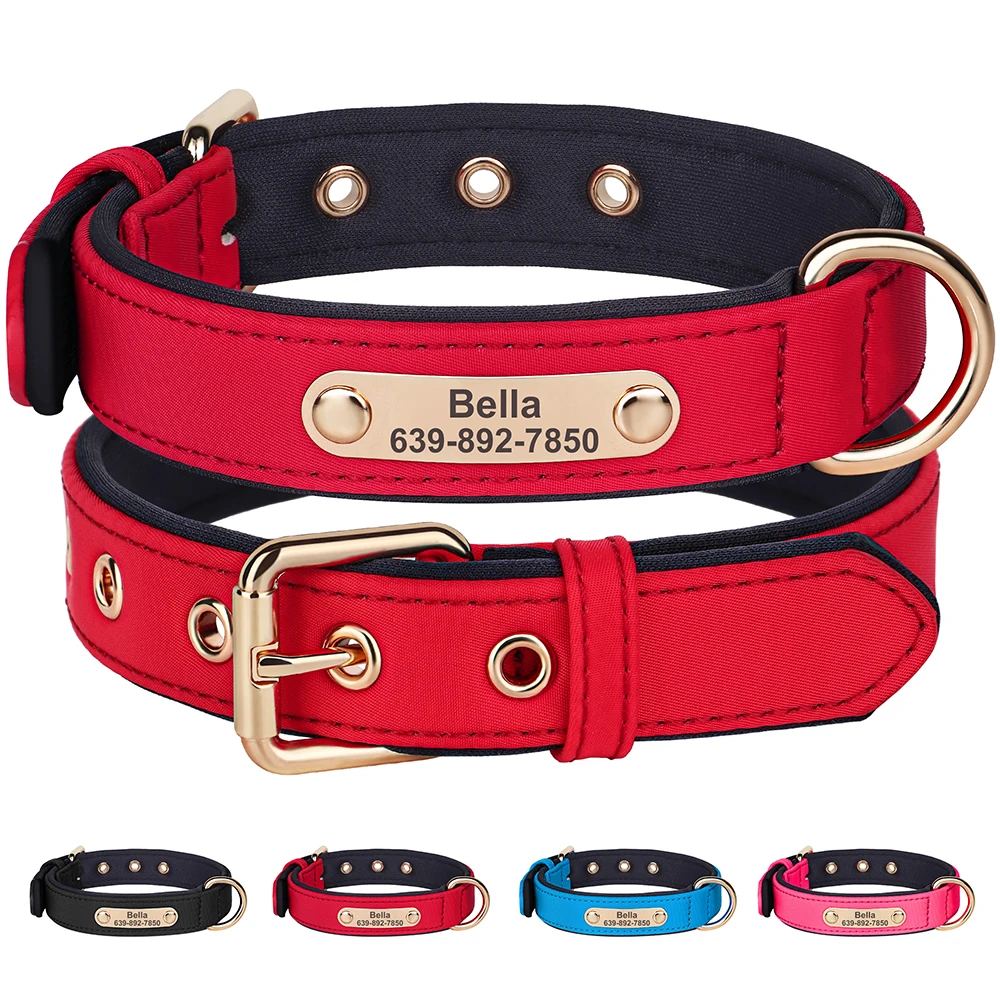 Collar de nailon personalizado para perro, accesorio impermeable con placa de identificación grabada gratis para perros pequeños y medianos, Chihuahua
