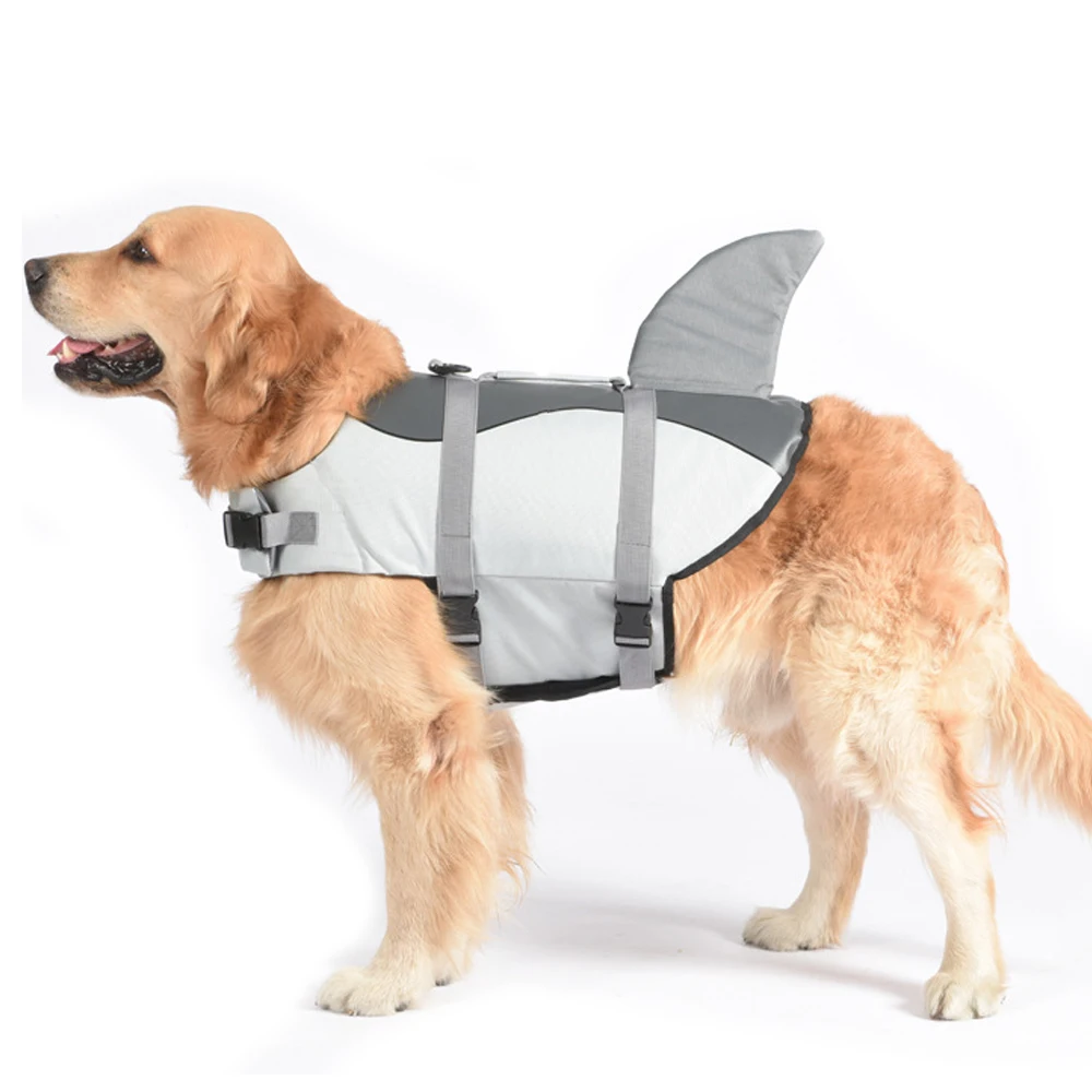 Chaleco salvavidas para perros, súper flotabilidad, sirena, tiburón, para perros pequeños y grandes, traje de baño reflectante seguro para cachorros con asa - imagen 5