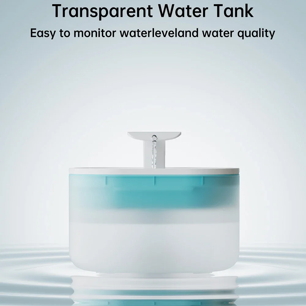 Fuente de agua súper silenciosa para gatos, bebedero Visible con dos modos de flujo, 71 oz/2,1 litros - imagen 5