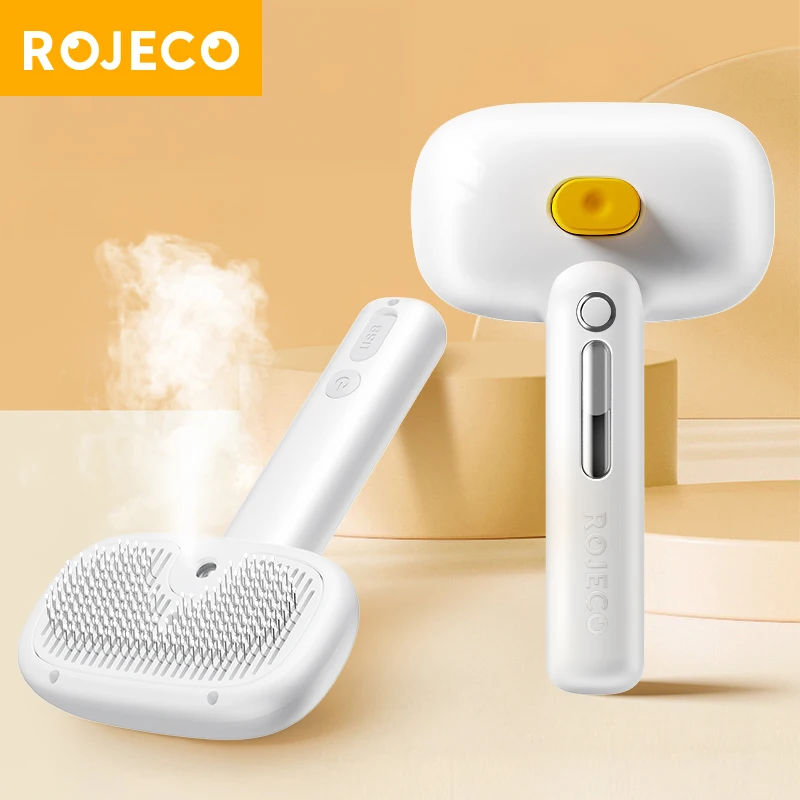 ROJECO-peine de vapor para mascotas, cepillos de pulverización eléctricos para perros y gatos, peines de depilación, herramienta de cuidado de pelo para mascotas, cepillo de niebla de agua
