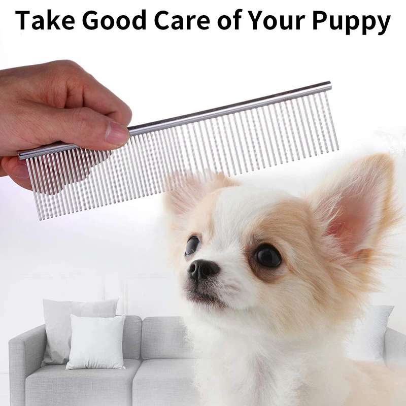 Peine para el cuidado de cachorros, peluquero para perros, peluquero de acero inoxidable, peines para mascotas, cepillo para el pelo, peines para el cuidado del cabello de perros y gatos