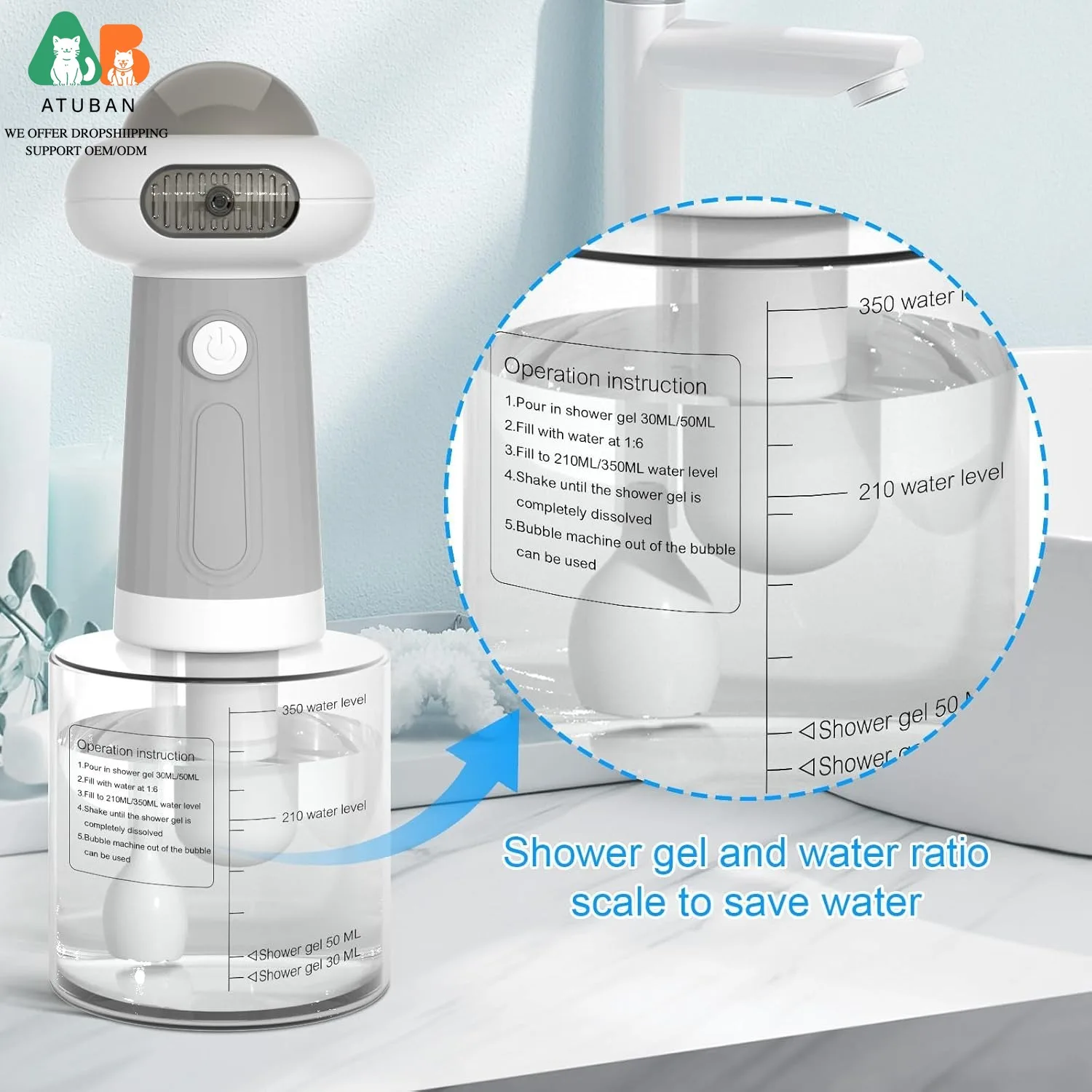 Rociador eléctrico de champú con espuma para perros y gatos – Bañera - imagen 2