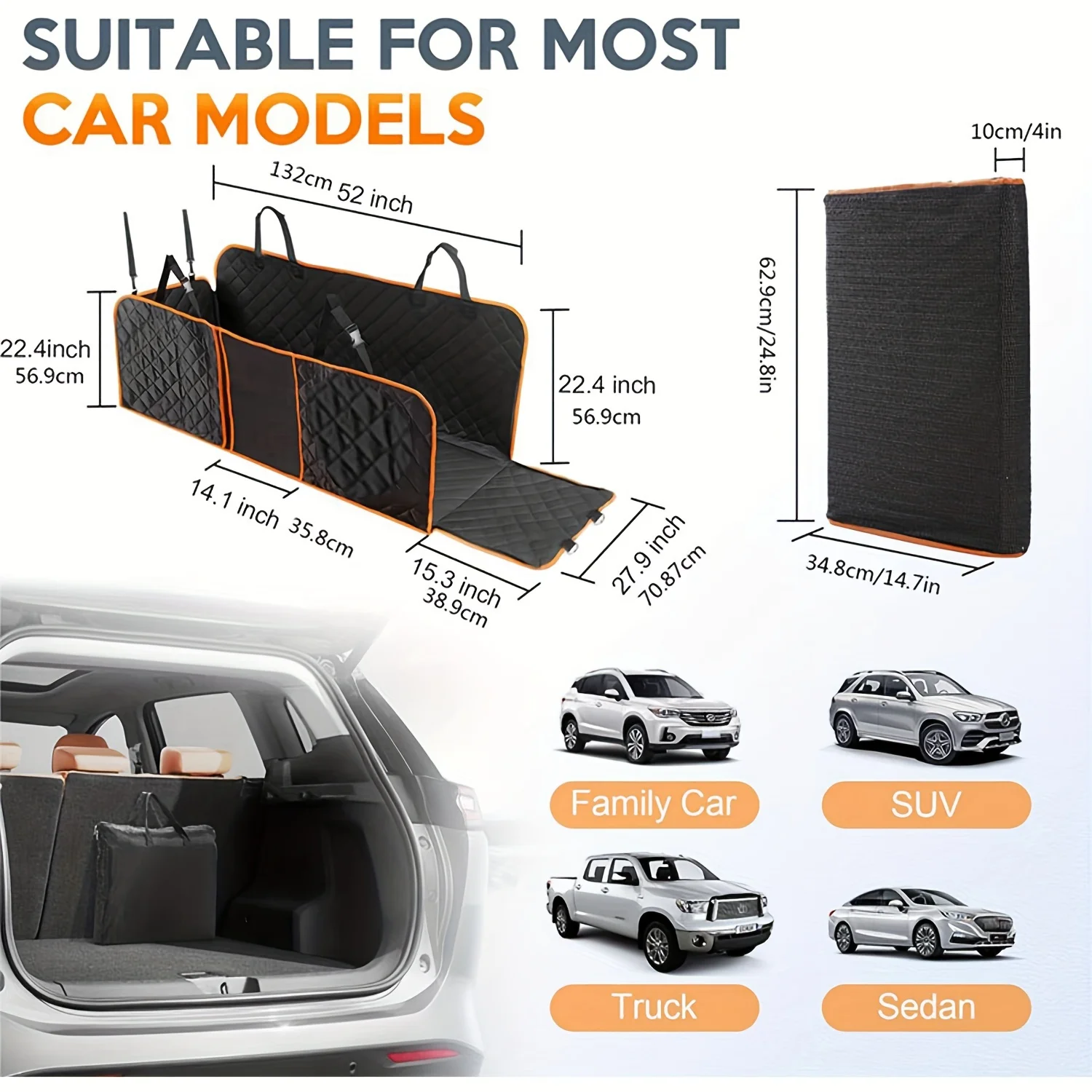 Extensor de asiento trasero para perro, funda para asiento trasero con ventana de malla y hamaca de fondo duro para coche - imagen 4