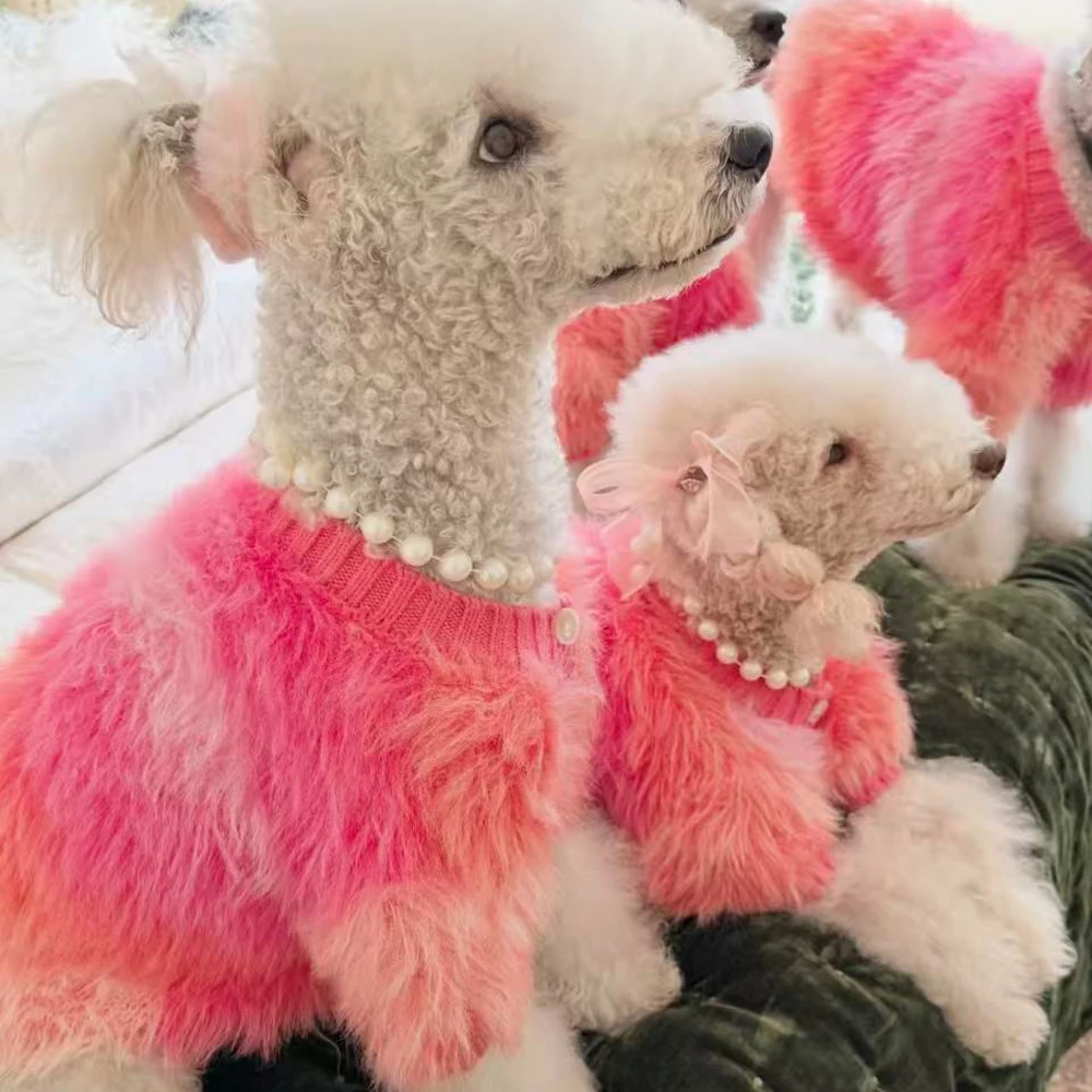 Suéter invierno lujo rosa para perros pequeños Bedlington Terrier - imagen 5