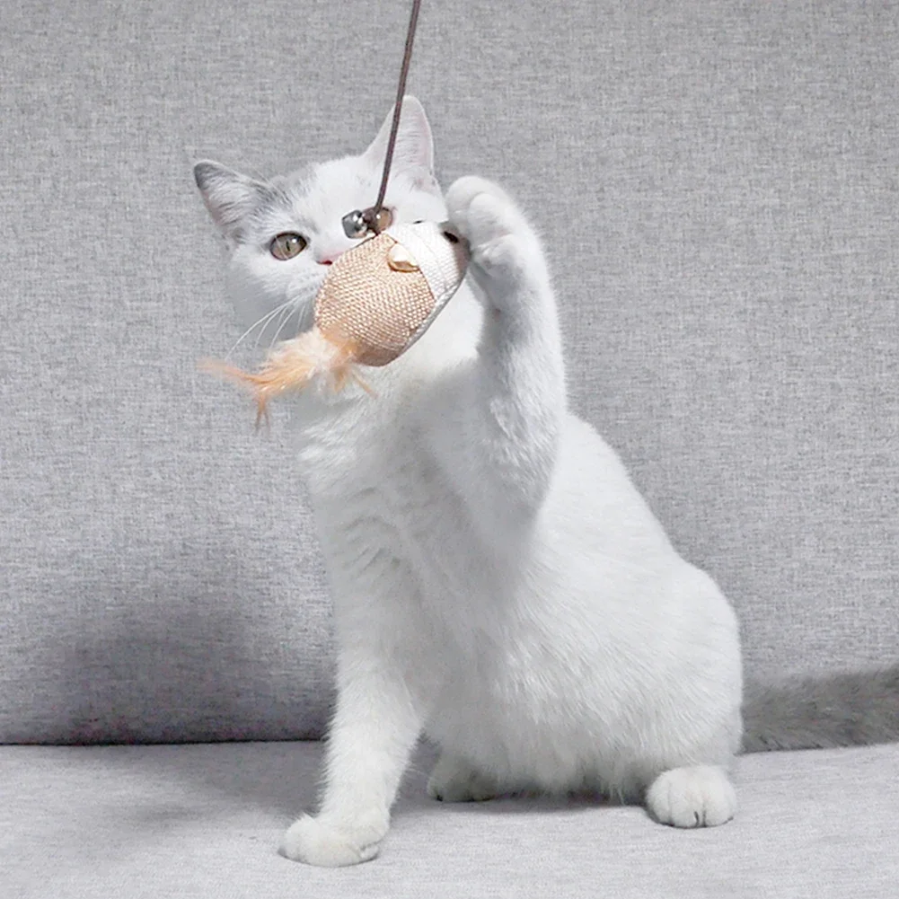 Juguetes de madera para mascotas, varilla interactiva y divertida para gatos, palo de punto de lino con campana, accesorios para gatos, suministros para mascotas, 1 unidad - imagen 5