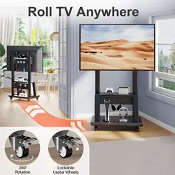 Carro TV móvil con estante 2 niveles para pantallas 32-65"