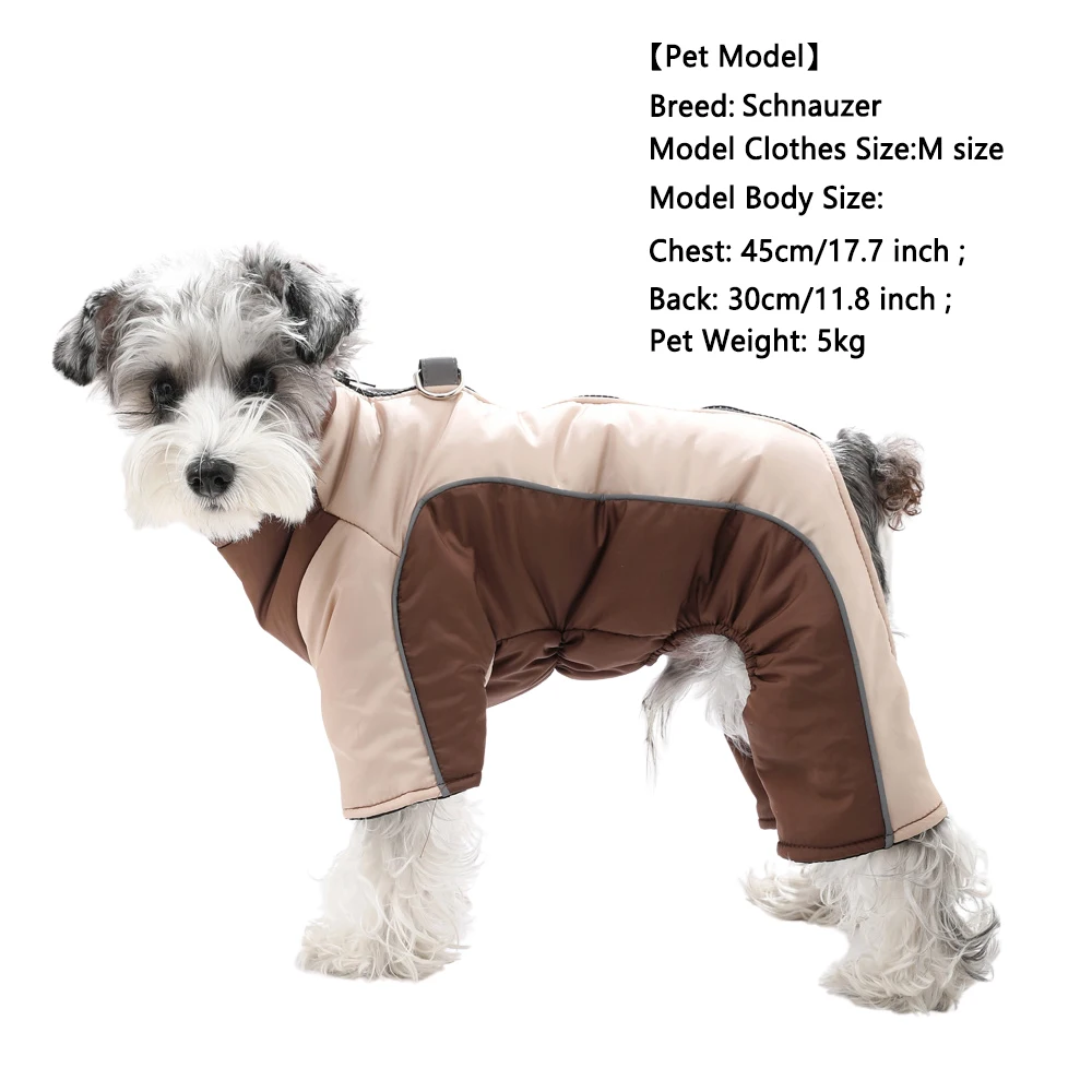 Monos gruesos para perros, chaqueta cálida a prueba de viento para cachorros de invierno para perros pequeños y medianos con anillo en D elástico, ropa para mascotas Chihuahua Pug - imagen 5