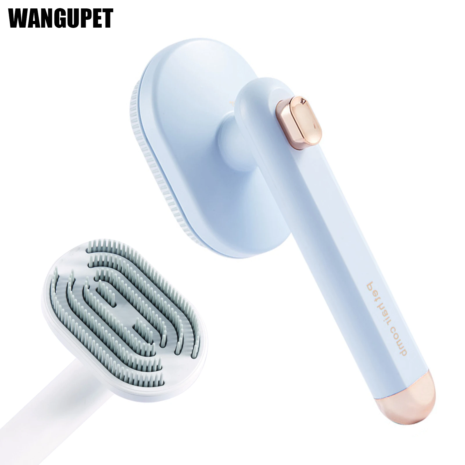 Cepillo de aseo para gatos y perros, peine de masaje con un clic, elimina el vello flotante, suministros de belleza giratorios