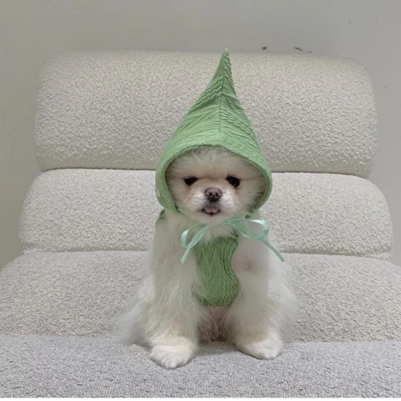 Verano divertido cachorro tejido Sling falda ropa para perros vestido sombrero ropa perros chaleco súper pequeño lindo Chihuahua dulce vendido - imagen 5