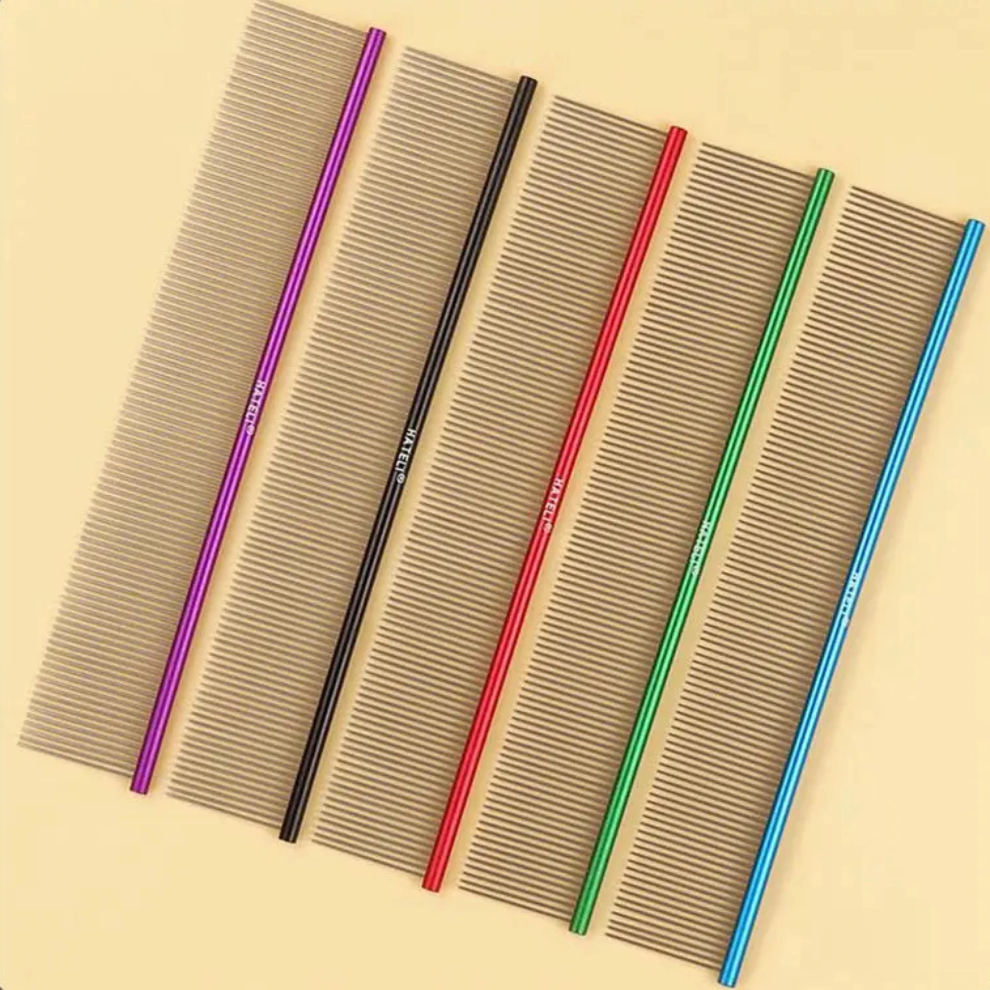 Peine de aluminio ligero para mascotas, 19cm, profesional, para el cuidado de perros y gatos, cepillo para limpiar el pelo, accesorios, 5 colores opcionales - imagen 3