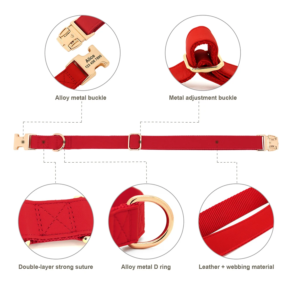 Conjunto de correa de arnés de Collar de perro personalizado, collares de perro personalizados, chaleco para mascotas sin tirar para perros pequeños, medianos y grandes, cuerda de plomo para caminar - imagen 4