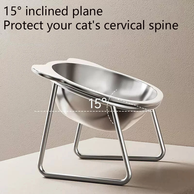 Cuenco de acero inoxidable para gatos, soporte para mascotas, aumento de altura, protección del cuello, cuenco para mascotas, cuenco antigolpes para perros, cuenco de comida para gatos, cuenco de arroz - imagen 4