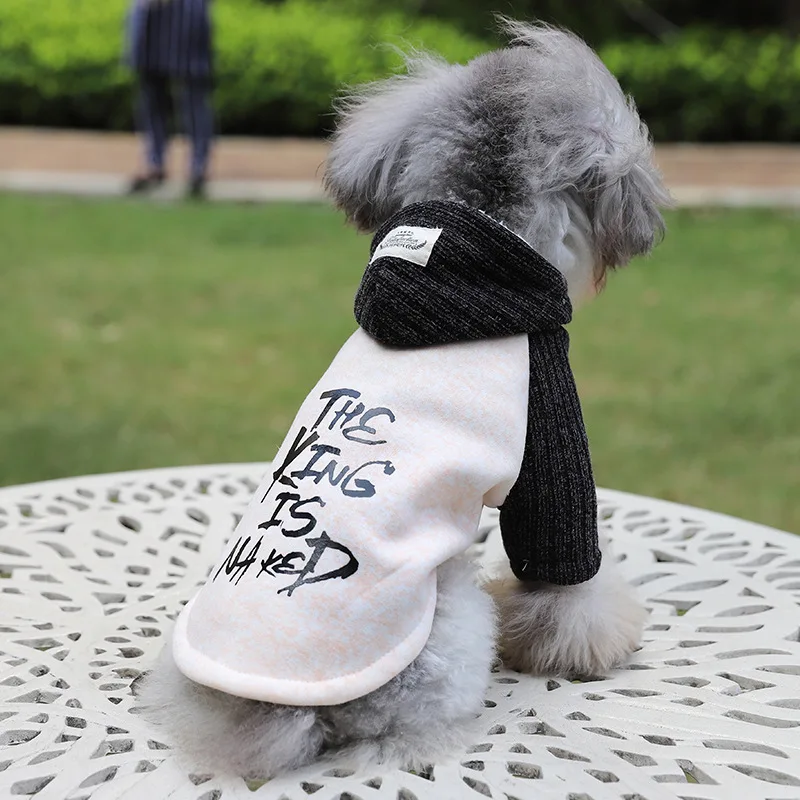 Chaqueta con capucha y letras estampadas para mascotas, ropa de otoño e invierno con capucha de lana gruesa, ropa para perros pequeños, ropa para cachorros - imagen 5