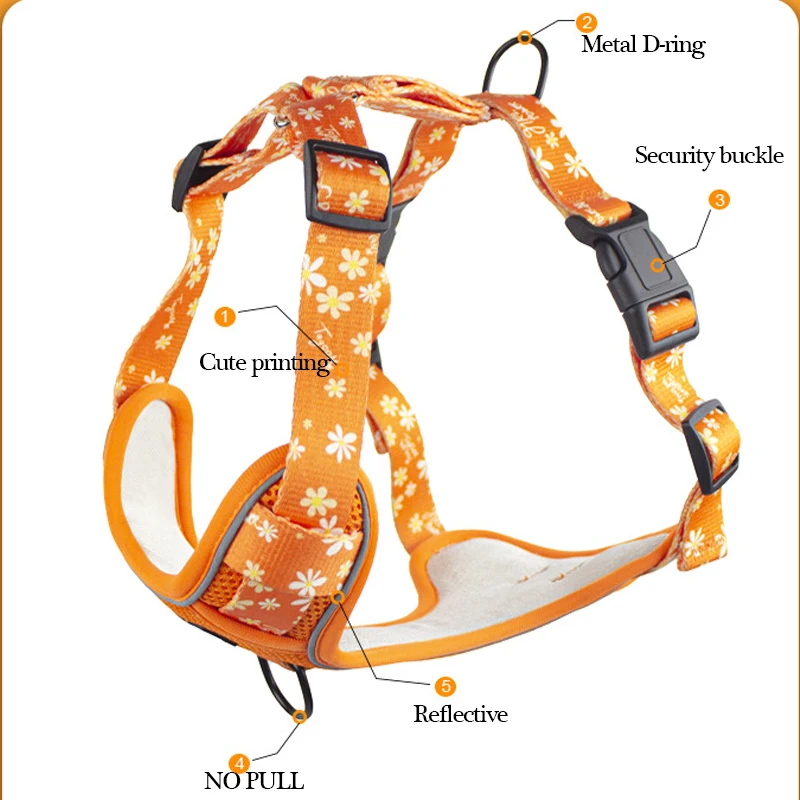 Arnés reflectante sin tirones para perros pequeños y grandes, chaleco con correa para el pecho, accesorios para mascotas, correa para caminar, Husky, Labrador, Pug - imagen 3