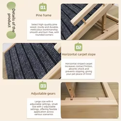 Escalera plegable pino para perros con pasamanos y escalones estables