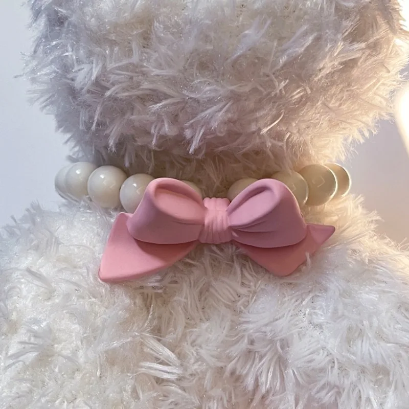 Collar de perro con lazo rosa para mascota, joyería para gato, accesorios para cachorros, productos para mascotas para perros pequeños y medianos - imagen 2