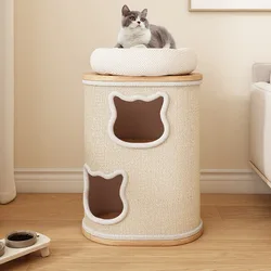 Árbol para gatos de madera maciza, rascador creativo de torre para gatos, poste rascador para gatitos, accesorios para gatos, casa de juguetes, suministros para gatos y gatitos