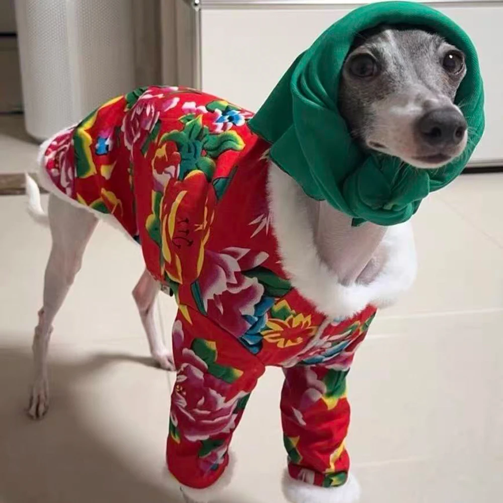 Abrigo de lana para galgo italiano: chaqueta invernal de flores - imagen 5