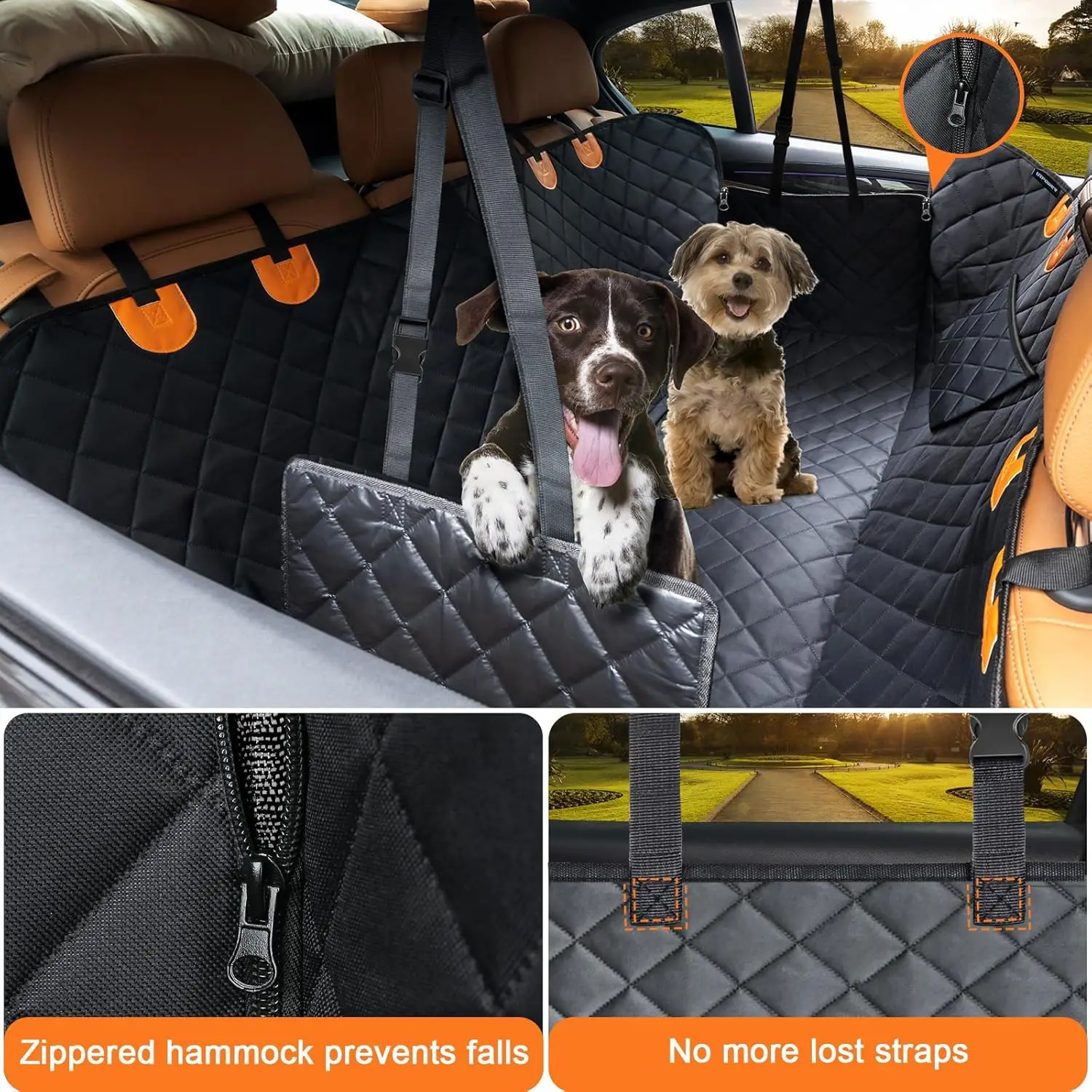 Funda asiento trasero coche perro antideslizante arañazos con cinturón - imagen 2