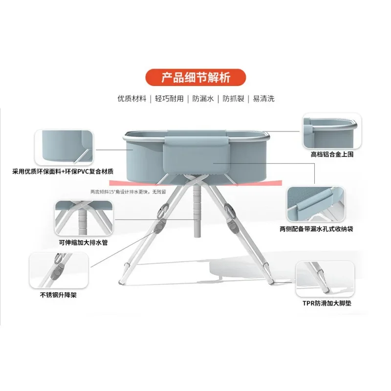 Bañera para mascotas, bañera plegable de tamaño pequeño para gatos y perros, gran capacidad, soporte de carga - imagen 4