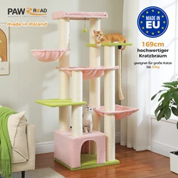 Árbol rascador para gatos grandes con hamaca y postes de sisal