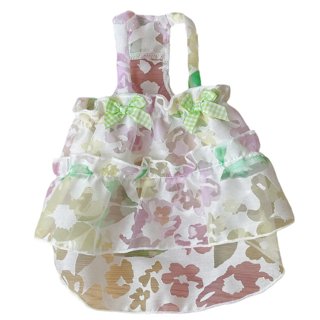 Vestido camisola fresco de primavera para mascotas, vestido de malla con flores, ropa para perros y gatos, vestidos para perros pequeños, ropa para cachorros - imagen 5