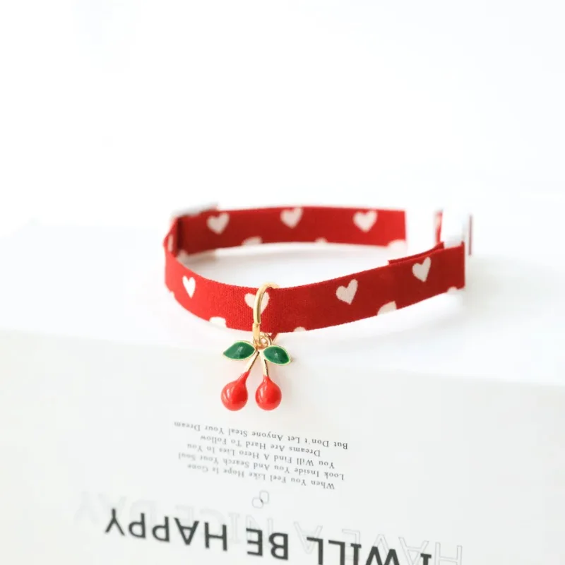 Collar de gato y gatito, Collar de seguridad con forma de corazón, corbata para perro, correa ajustable para cachorros y gatitos, Collar rojo con campana - imagen 3
