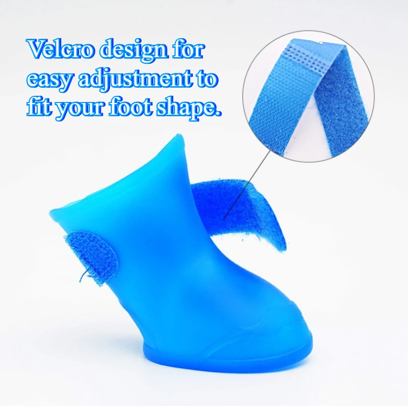 Botas de lluvia para mascotas, zapatos de goma antideslizantes impermeables para perros y gatos, botines para mascotas, juego de accesorios para calzado al aire libre, 4 Uds. - imagen 3