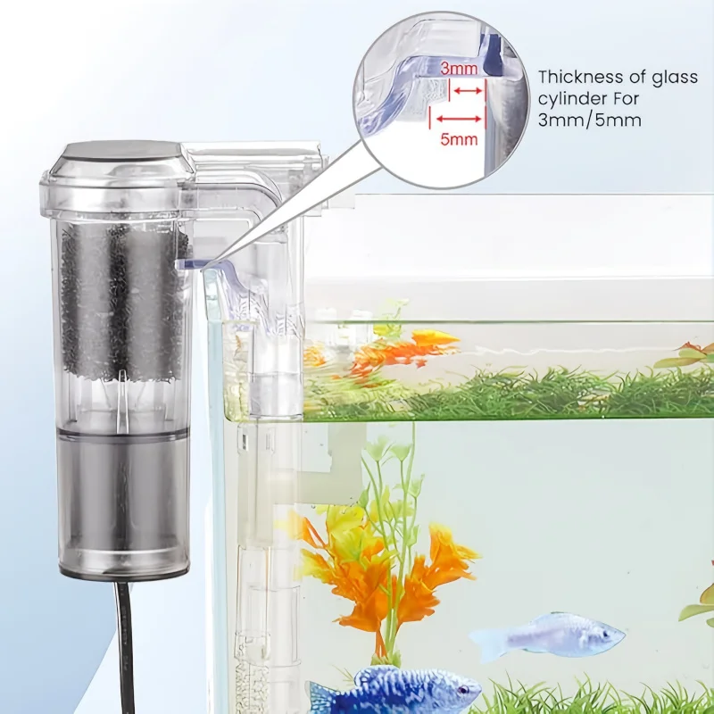 Filtro acuario USB silencioso flujo ajustable para peceras pequeñas - imagen 2