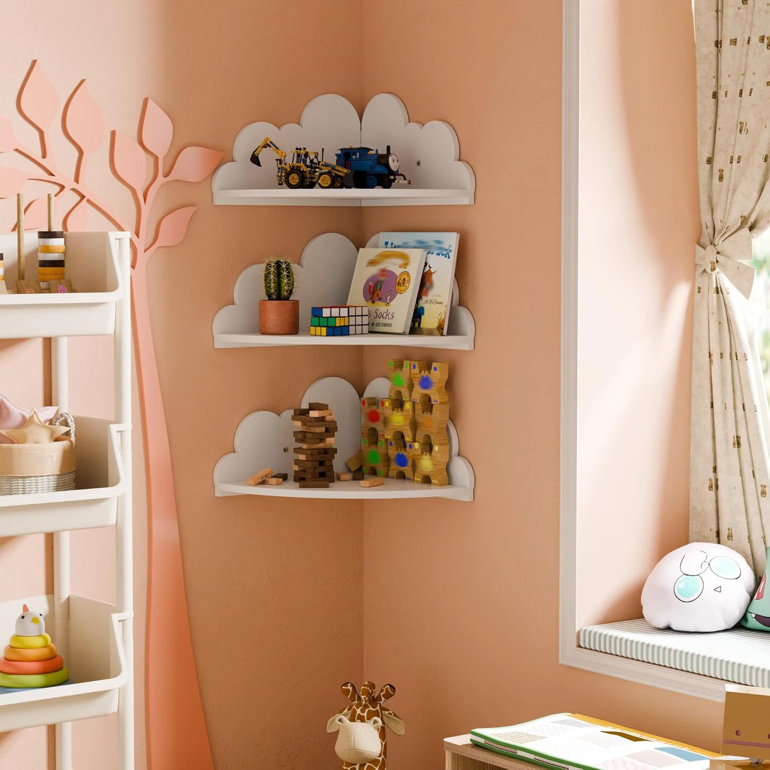Estante de almacenamiento con forma de nube de 1-3 capas para dormitorio de niños, sala de estar, estante Triangular creativo, organizador, estante decorativo de nube para niños - imagen 2