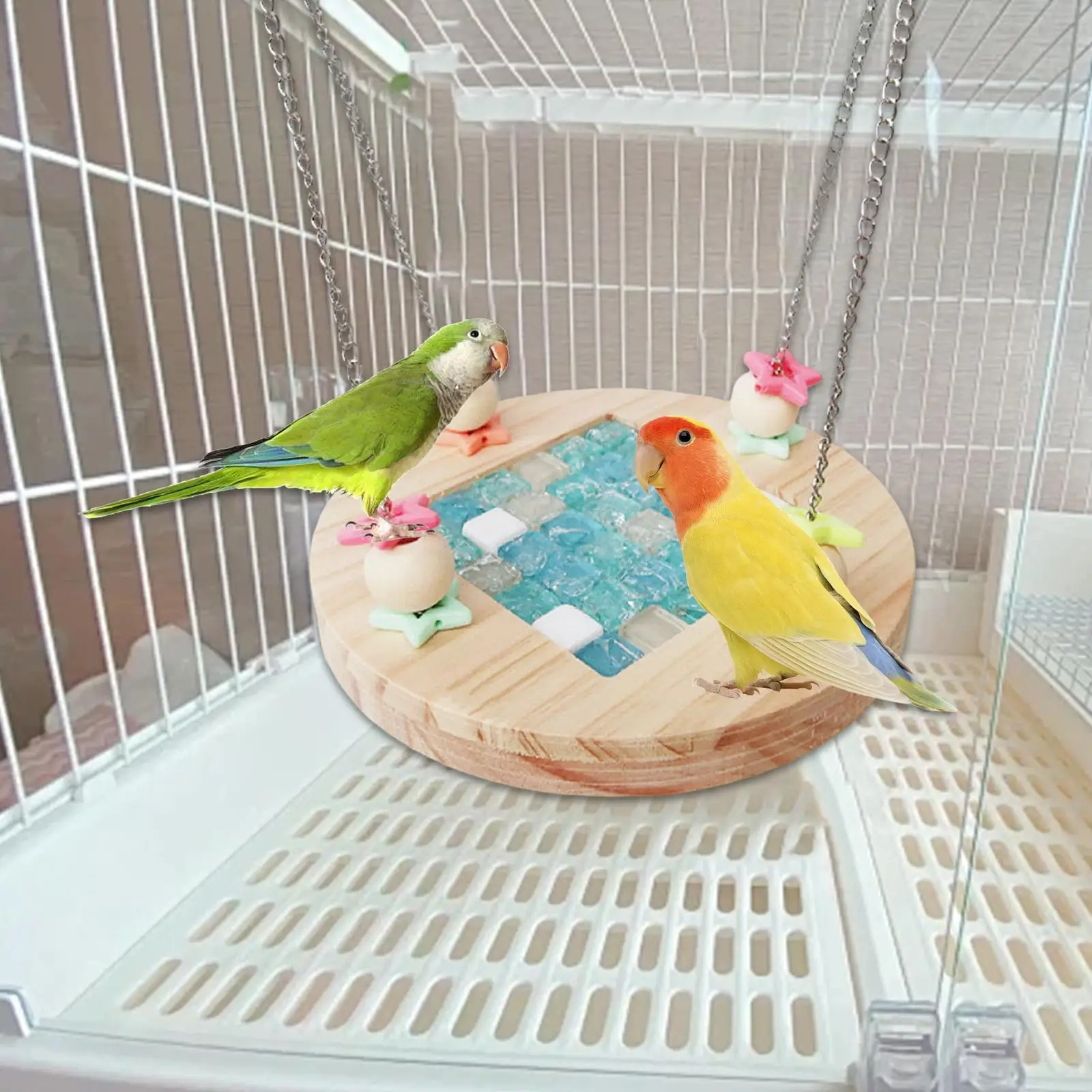 Bird Hammock,Parrot Perch Stand,Wooden,Comfortable Parakeet Bed Nest Hanging Bird Toy for Lovebirds Budgie Cockatiel Conures