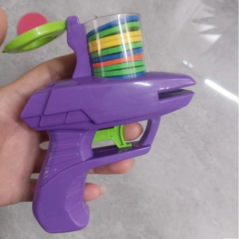 Lanzador de pistola de juguete para mascotas con discos voladores de espuma, juguete interactivo para perseguir perros y gatos, juego de discos reutilizables coloridos, divertido juego de caza