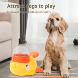 Juguete dispensador de golosinas para perros con patos liofilizados
