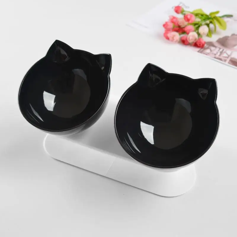 Cuenco doble para gatos, alimentador de comida y agua antideslizante elevado con soporte de inclinación para perros pequeños, gatos, suministros para beber para gatitos y mascotas - imagen 3