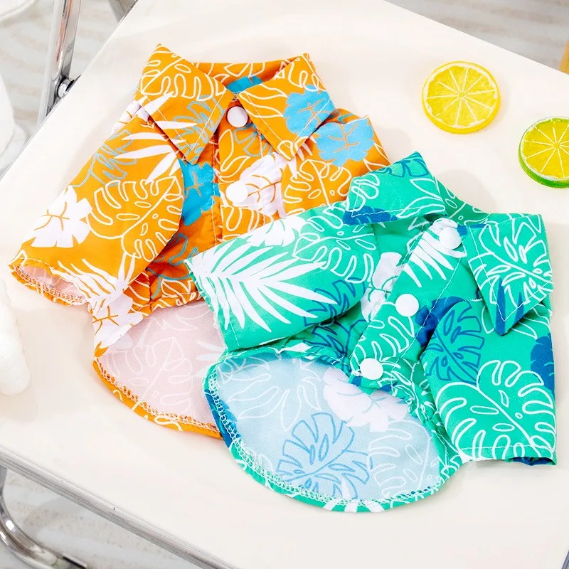 Camiseta hawaiana de estilo playero para perros, camiseta transpirable de verano para cachorros, camisa fresca de manga corta para gatos y mascotas, ropa para perros Chihuahua