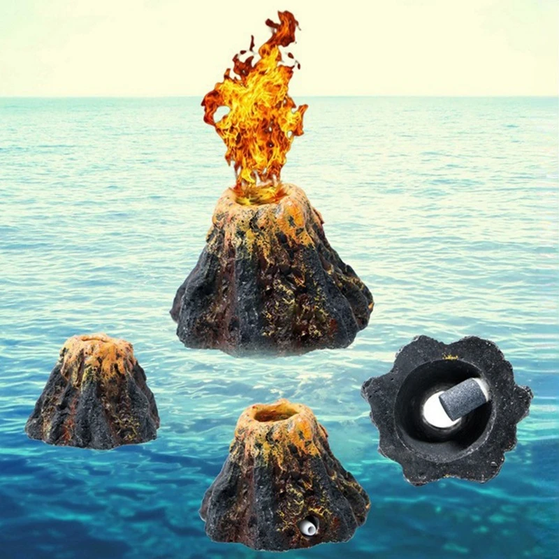 Tanques de peces, simulación de paisajismo, volcán, accesorios para acuario, adornos de rocalla, bomba de aireación, tubo de oxigenación de piedra de burbuja - imagen 3